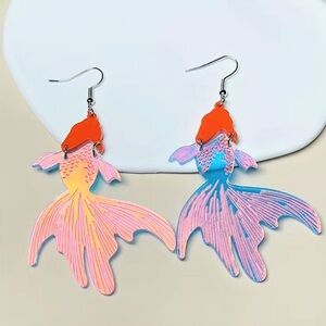 Iridescent Goldfish Dangle Earrings